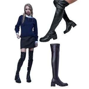 JF Just Fab Boots Women's Size 6 Black Jordane Over-The-Knee Whimsigoth Grunge